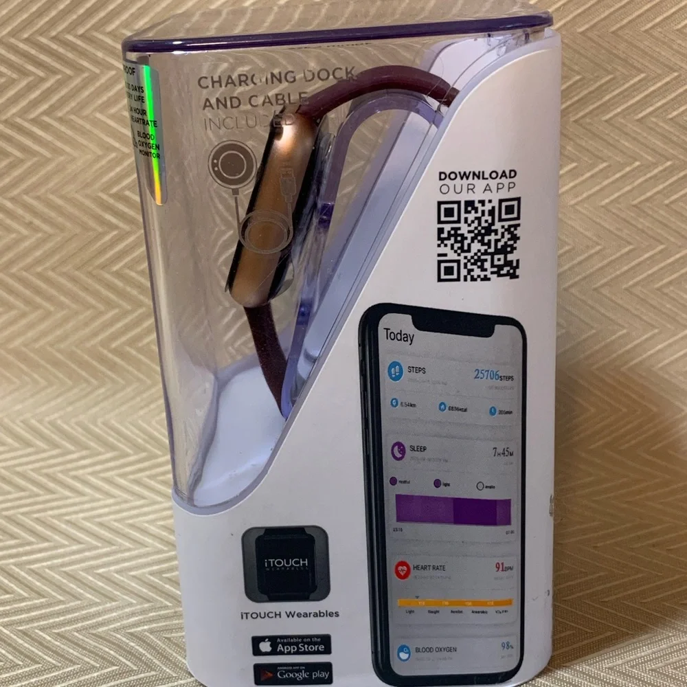 iTouch Air 3 Smartwatch —Fitness Tracker -Burgandy strap